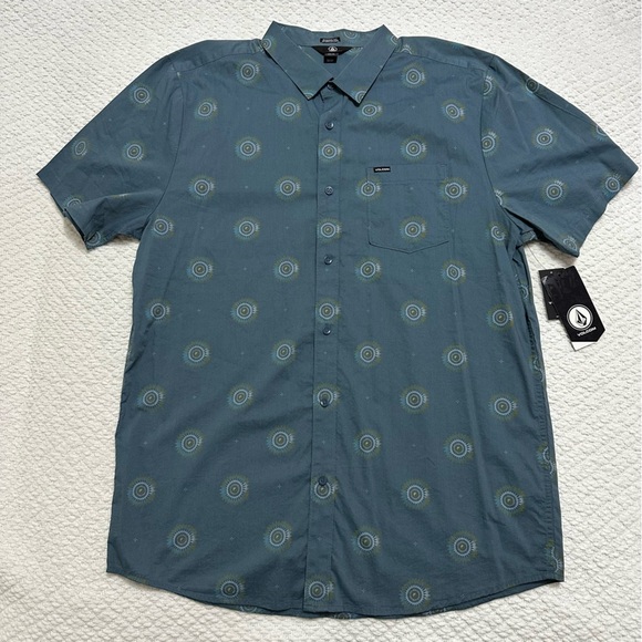 NWT Volcom Modern Fit Ying Yang Short Sleeve Button Down Men’s Size XXL - Picture 1 of 8